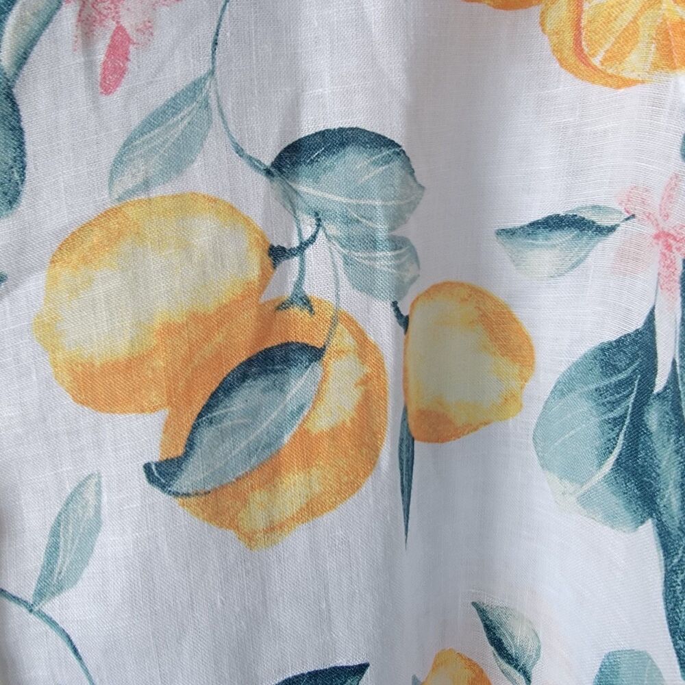 Chicos womens 100% linen shirt size 12 no Iron  lemon flower 3/4 sleeve - Picture 6 of 8